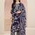 plum purple floral printed cotton blend straight suit set