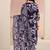 plum purple floral printed cotton blend straight suit set