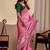 Pink embroidered silk blend designer saree