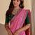 Pink embroidered silk blend designer saree