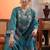 women woven design embroidered a-line kurta with trousers & dupatta