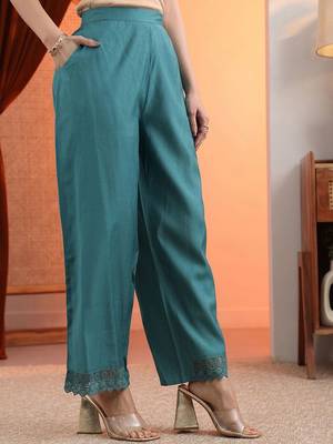 women woven design embroidered a-line kurta with trousers & dupatta 7