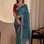Teal bandhani zari silk blend designer saree