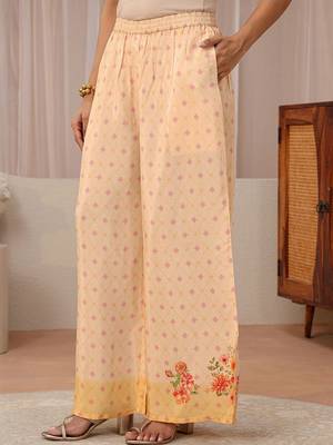 peach floral printed straight kurta set 2