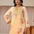 peach floral printed straight kurta set