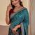 Teal bandhani zari silk blend designer saree
