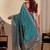 Teal bandhani zari silk blend designer saree
