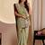 Green bandhani printed embroidered silk blend saree with unstitched blouse piece