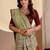 Green bandhani printed embroidered silk blend saree with unstitched blouse piece