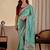 Teal bandhani embroidered silk blend designer saree