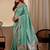 Teal bandhani embroidered silk blend designer saree