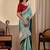 Teal bandhani embroidered silk blend designer saree