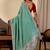Teal bandhani embroidered silk blend designer saree