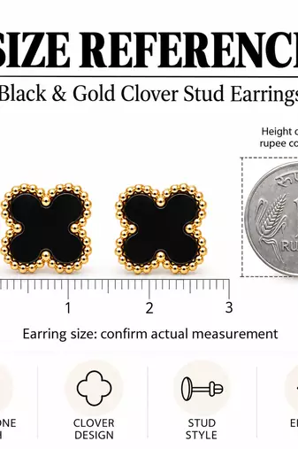 Anti-tarnish, beaded gold border, clover design, women's jewellery, stud back