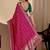Pink bandhani embroidered silk blend designer saree