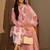 white floral printed straight cotton blend suit set