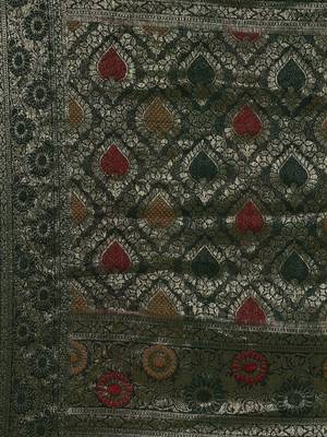 Pink pink & green bandhani printed zari saree 5
