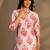white floral printed straight cotton blend suit set