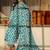 libas blue geometric printed straight suit set