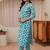 libas blue geometric printed straight suit set