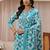 libas blue geometric printed straight suit set