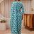 libas blue geometric printed straight suit set