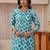 libas blue geometric printed straight suit set