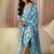 blue floral printed cotton straight suit set