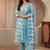 blue floral printed cotton straight suit set