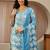 blue floral printed cotton straight suit set