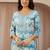 blue floral printed cotton straight suit set