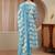 blue floral printed cotton straight suit set