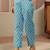 blue floral printed cotton straight suit set