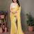 Yellow striped embroidered saree