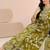 olive green floral printed cotton blend straight suit set