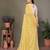 Yellow striped embroidered saree