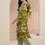 olive green floral printed cotton blend straight suit set