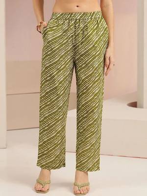 olive green floral printed cotton blend straight suit set 5