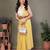 Yellow striped embroidered saree
