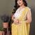 Yellow striped embroidered saree