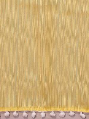 Yellow striped embroidered saree 5