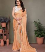 Peach striped saree with blouse piece