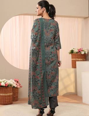women floral printed regular kurta with trousers & with dupatta 6