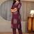 burgundy bandhani printed cotton straight suit set