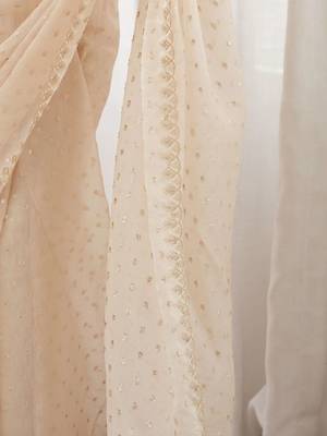 Off white embellished embroidered poly georgette designer saree 5