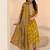 mustard floral printed cotton blend straight suit set