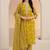 mustard floral printed cotton blend straight suit set