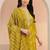 mustard floral printed cotton blend straight suit set