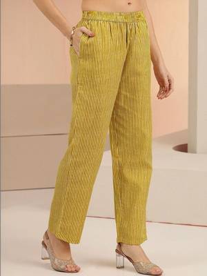 mustard floral printed cotton blend straight suit set 5