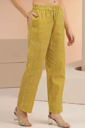 mustard floral printed cotton blend straight suit set